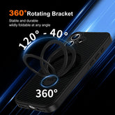 For iPhone 15 series woven texture magnetic case with 360 degree rotating bracket